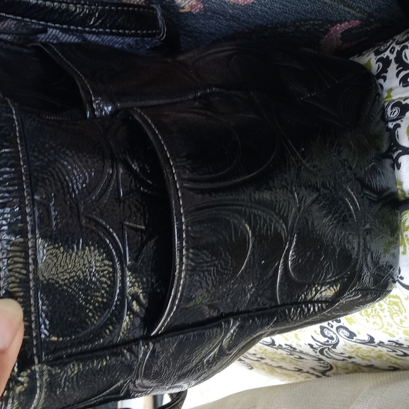 COACH BLACK LEATHER BAG/TOTE WITH WRISTLET - Picture 4 of 16